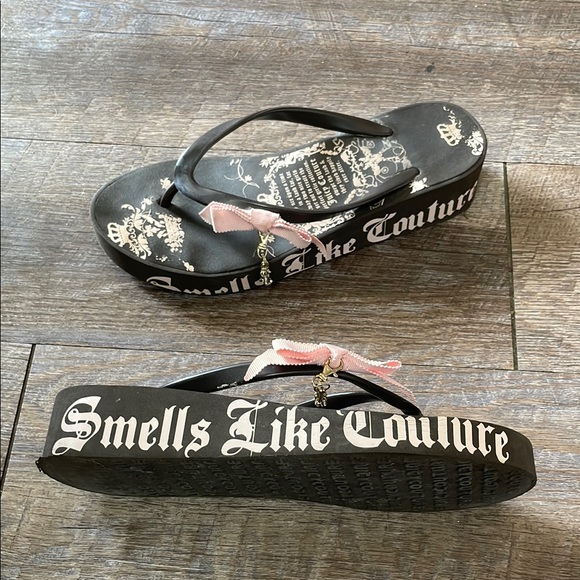 Juicy Couture Shoes - Juicy couture platform flip flops with bow & charms Vintage Y2K